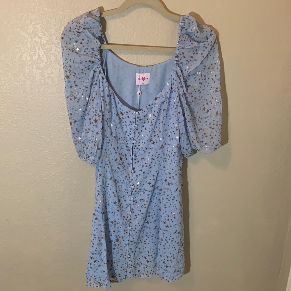 BuddyLove Jennifer puffed sleeve minidress in Starbright